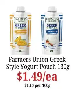 Farmer Jack's Farmers Union Greek Style Yogurt Pouch offer