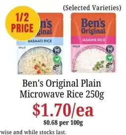 Farmer Jack's Ben's Original Plain Microwave Rice offer