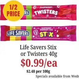 Farmer Jack's Life Savers Stix or Twisters offer