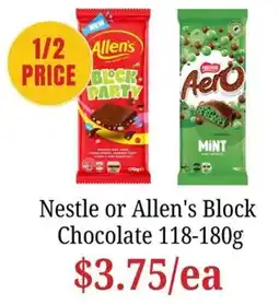 Farmer Jack's Nestle or Allen's Block Chocolate offer