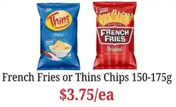 Farmer Jack's French Fries or Thins Chips offer