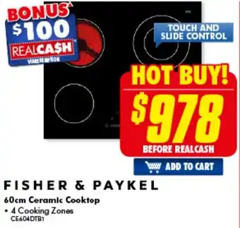 The Good Guys Fisher & Paykel Ceramic Cooktop CE604DTB1 offer