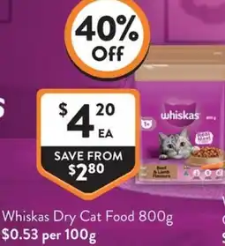 Foodworks Whiskas Dry Cat Food offer