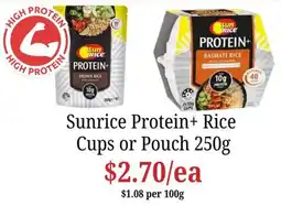 Farmer Jack's Sunrice Protein+ Rice Cups or Pouch offer