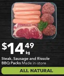Ritchies Steak, Sausage and Rissole BBQ Packs offer