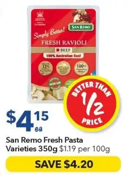Ritchies San Remo Fresh Pasta Varieties offer