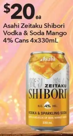 Ritchies Asahi Zeitaku Shibori Vodka & Soda Mango offer