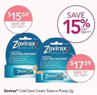 Zovirax Cold Sore Cream Tube or Pump