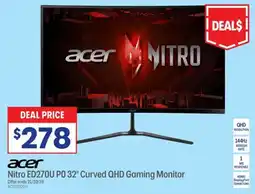 Officeworks Acer Nitro ED270U PO 32" Curved QHD Gaming Monitor offer