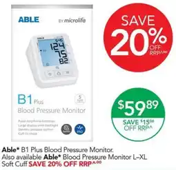 Terry White Able B1 Plus Blood Pressure Monitor offer