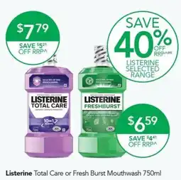 Terry White Listerine Total Care or Fresh Burst Mouthwash offer