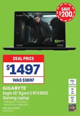 Officeworks Gigabyte Eagle 16" Ryzen 5 RTX4050 Gaming Laptop offer