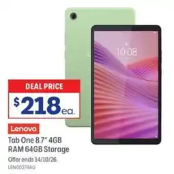 Officeworks Lenovo Tab One 8.7" 4GB RAM 64GB Storage offer