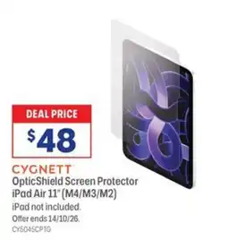 Officeworks Cygnett OpticShield Screen Protector iPad Air 11" offer