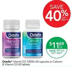 Terry White Ostelin Vitamin D3 1000IU or Calcium & Vitamin D3 offer