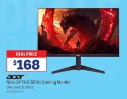 Officeworks Acer Nitro 24" FHD 260Hz Gaming Monitor offer