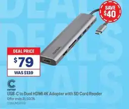 Officeworks Cornsol USB-C to Dual HDMI 4K Adapter with SD Card Reader offer
