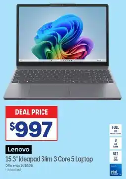 Officeworks Lenovo 15.3" Ideapad Slim 3 Core 5 Laptop offer