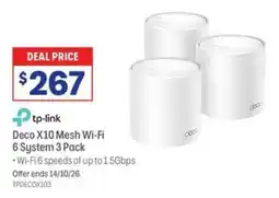 Officeworks tp-link Deco X10 Mesh Wi-Fi 6 System offer