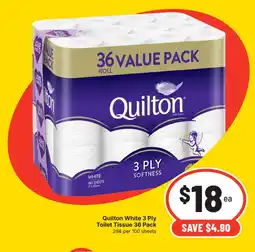Supa Valu Quilton White 3 Ply Toilet Tissue offer