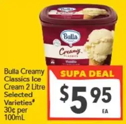 Supa Valu Bulla Creamy Classics Ice Cream offer