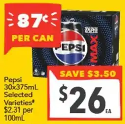 Supa Valu Pepsi Selected Varieties offer