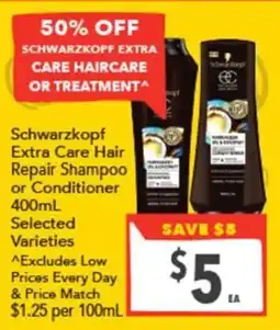 Supa Valu Schwarzkopf Extra Care Hair Repair Shampoo or Conditioner offer