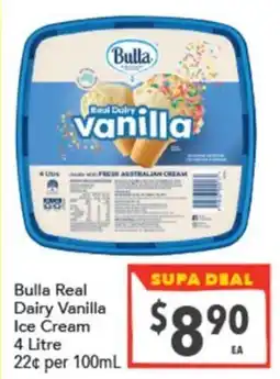 Supa Valu Bulla Real Dairy Vanilla Ice Cream offer