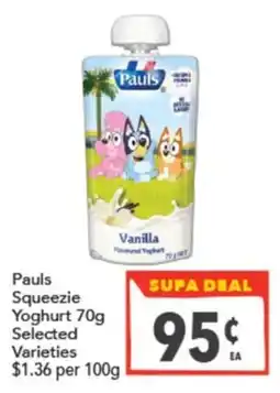 Supa Valu Pauls Squeezie Yoghurt offer