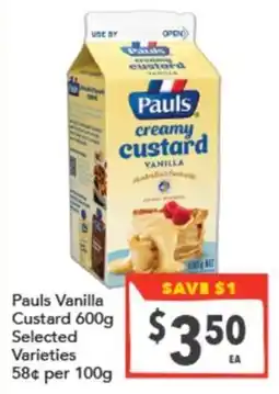 Supa Valu Pauls Vanilla Custard offer