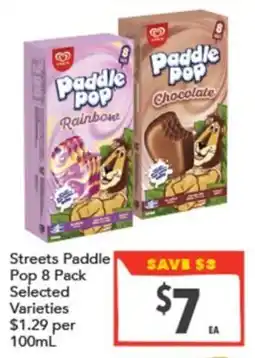 Supa Valu Streets Paddle Pop 8 Pack Selected Varieties offer
