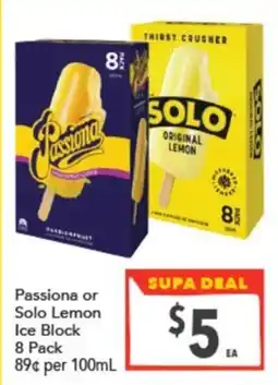 Supa Valu Passiona or Solo Lemon Ice Block offer