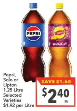 Supa Valu Pepsi, Solo or Lipton Selected Varieties offer