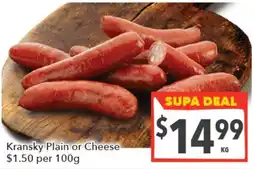 Supa Valu Kransky Plain or Cheese offer