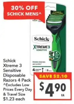 Supa Valu Schick Xtreme 3 Sensitive Disposable Razors offer