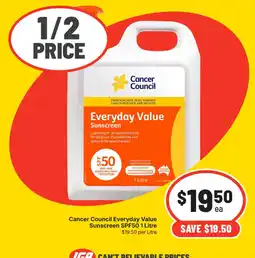Supa Valu Cancer Council Everyday Value Sunscreen offer