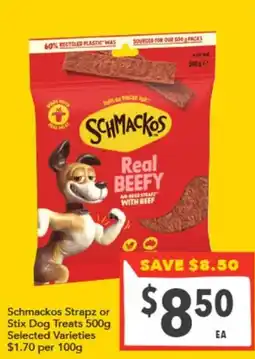 Supa Valu Schmackos Strapz or Stix Dog Treats offer