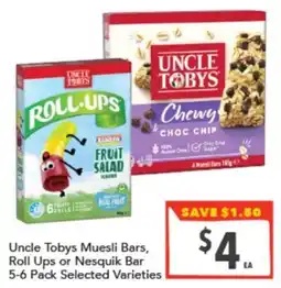 Supa Valu Uncle Tobys Muesli Bars, Roll Ups or Nesquik Bar offer
