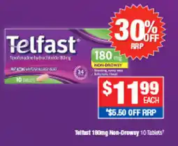 Direct Chemist Outlet Telfast 180mg Non-Drowsy 10 Tablets offer