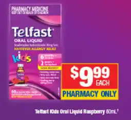 Direct Chemist Outlet Telfast Kids Oral Liquid Raspberry offer