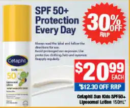 Direct Chemist Outlet Cetaphil Sun Kids SPF50+ Liposomal Lotion offer