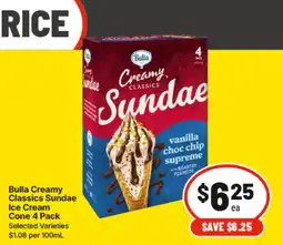 IGA Bulla Creamy Classics Sundae Ice Cream Cone offer