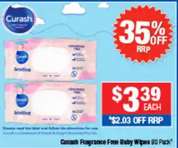 Direct Chemist Outlet Curash Fragrance Free Baby Wipes offer