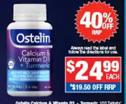 Direct Chemist Outlet Ostelin Calcium & Vitamin D3 + Turmeric offer