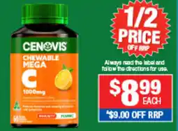 Direct Chemist Outlet Cenovis Chewable Mega C offer