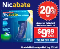 Direct Chemist Outlet Nicabate Mini Lozenges Mint 2mg offer