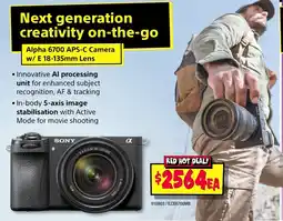 JB Hi-Fi Sony Alpha 6700 APS-C Camera w/ E 18-135mm Lens offer