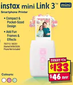 JB Hi-Fi instax mini Link 3 mini Smartphone Printer offer