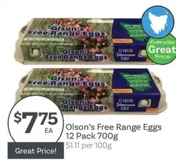 IGA Olson's Free Range Eggs offer