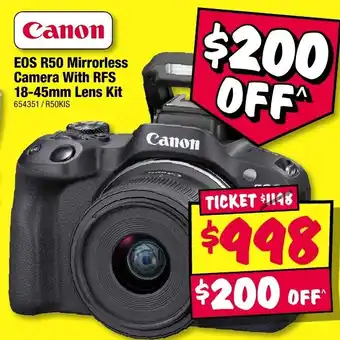 Canon EOS R50 Mirrorless Camera With RFS 18-45mm Lens Kit